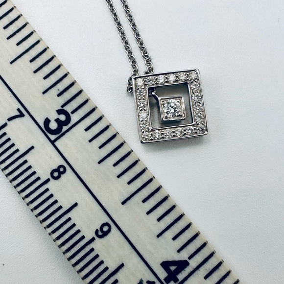 RARE Tiffany & Co. .26 TCW Diamond Open Square Necklace in  RARE Tiffany & Co. .26 TCW Diamond Open Square Necklace in Platinum w Packaging
